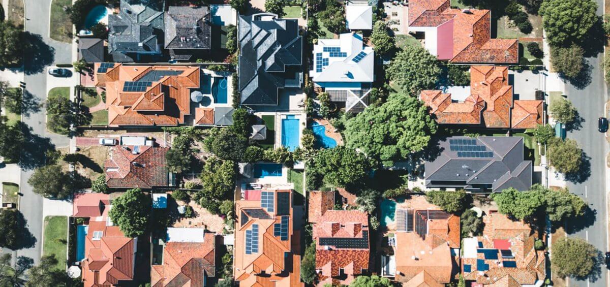 Aerial view of a suburb in Perth